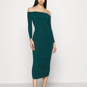 Missguided Teal Off-Shoulder Dress